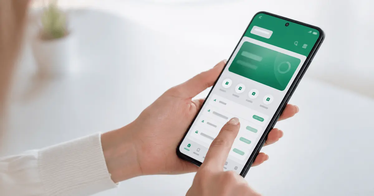 Pessoa segurando celular com aplicativo bancario aberto, mostrando como abrir conta no Banco Inter para pessoa fisica pelo app.