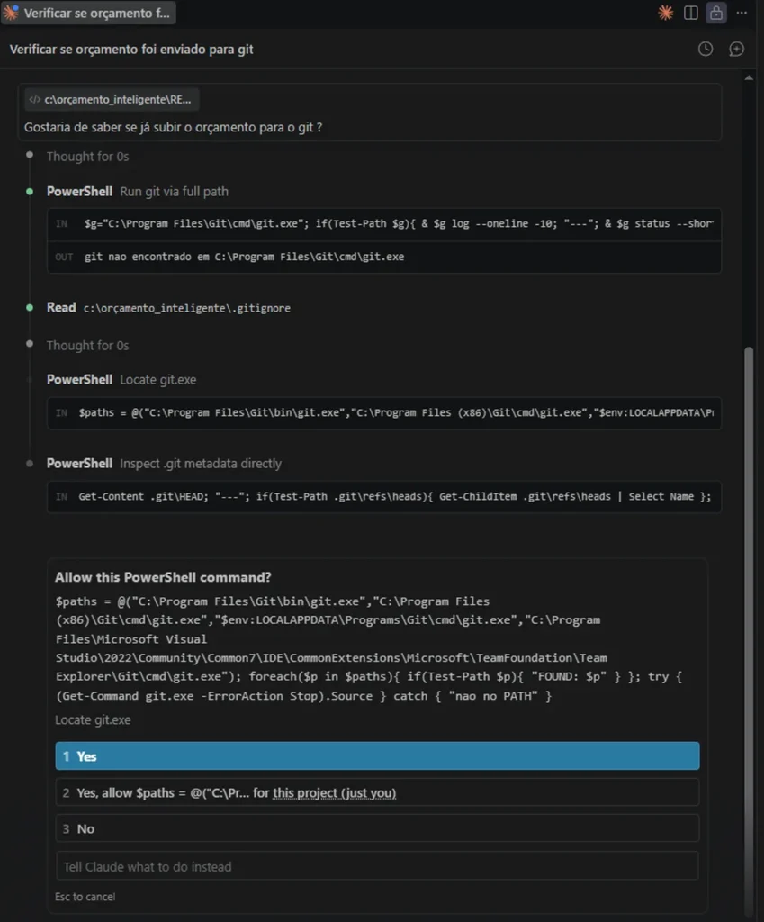 Tela do Claude Code aberta no editor de código, exemplo de como usar IA no dia a dia para organizar projetos reais.